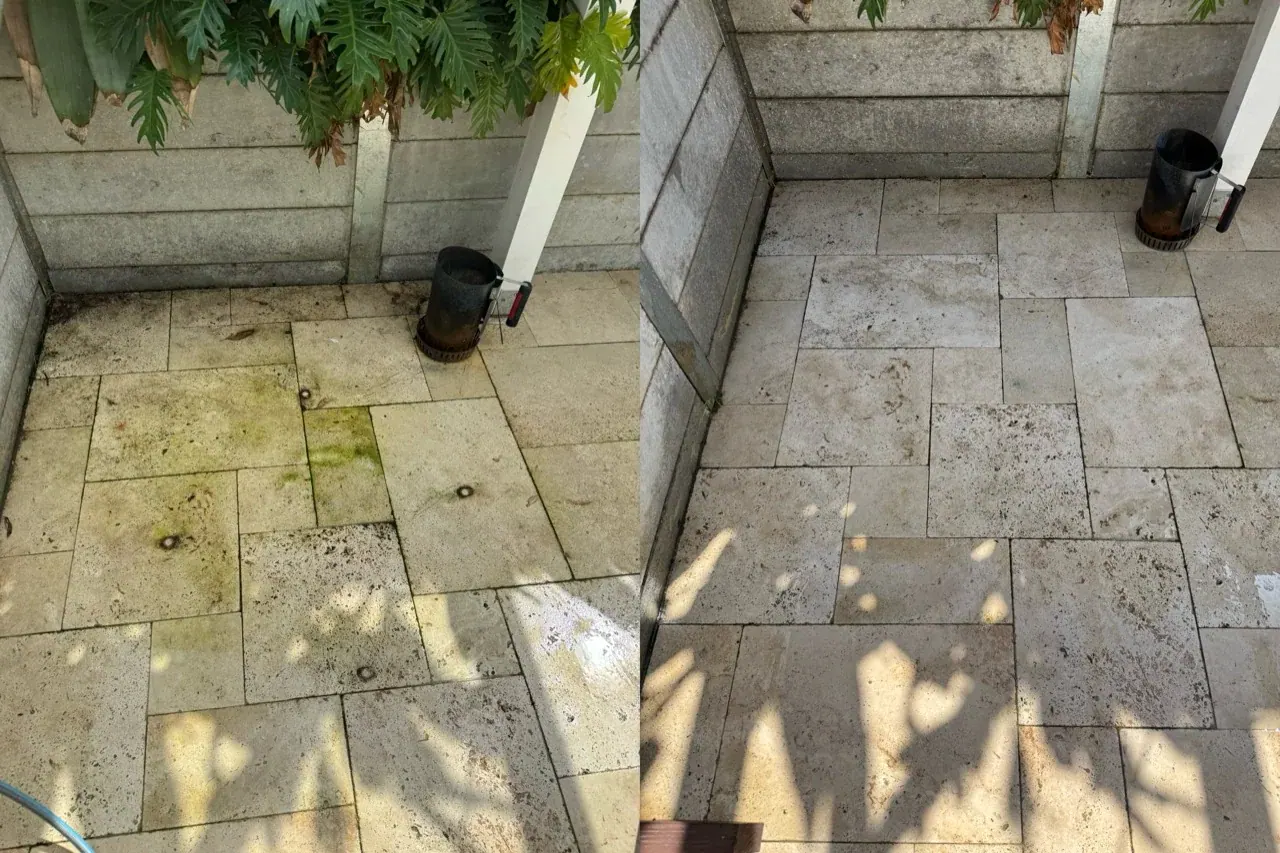 Side-by-side patio paving views